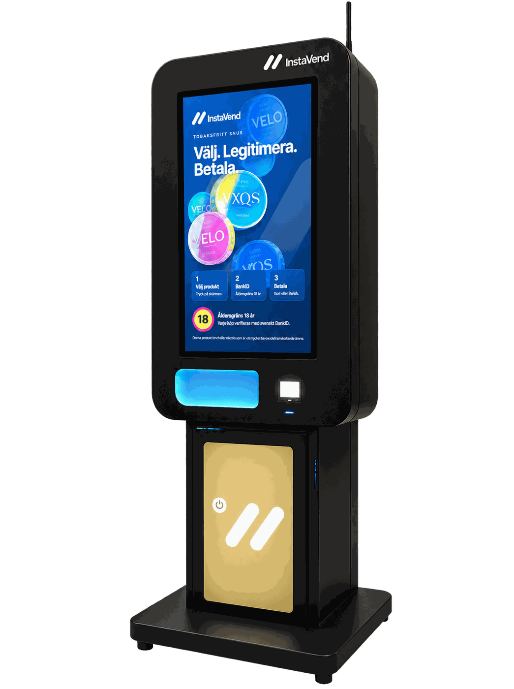 InstaVend varuautomat med pekskärm, BankID-verifiering och kortläsare